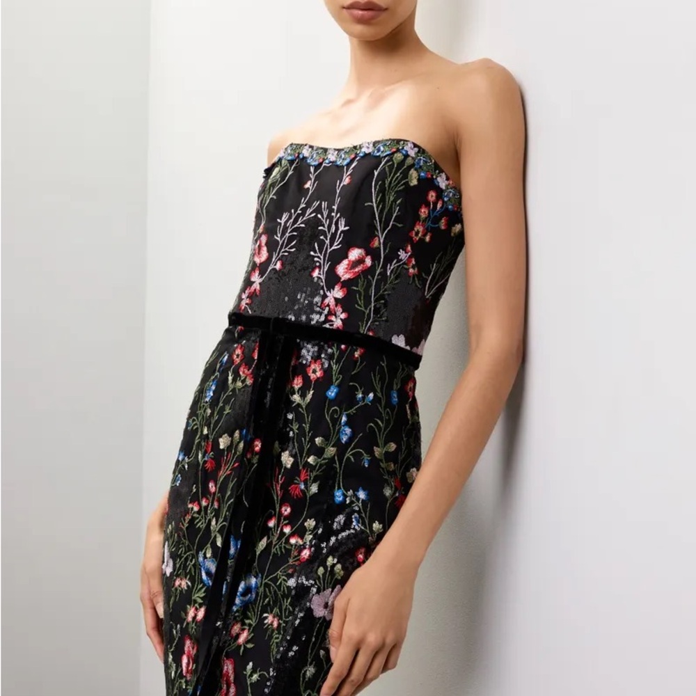 Marchese Notte Strapless Black Dress